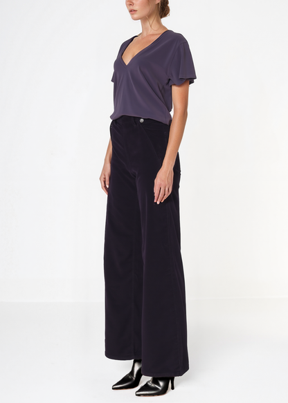 Noend Denim - Dina High Waisted Wide Corduroy In Black: Black / 26
