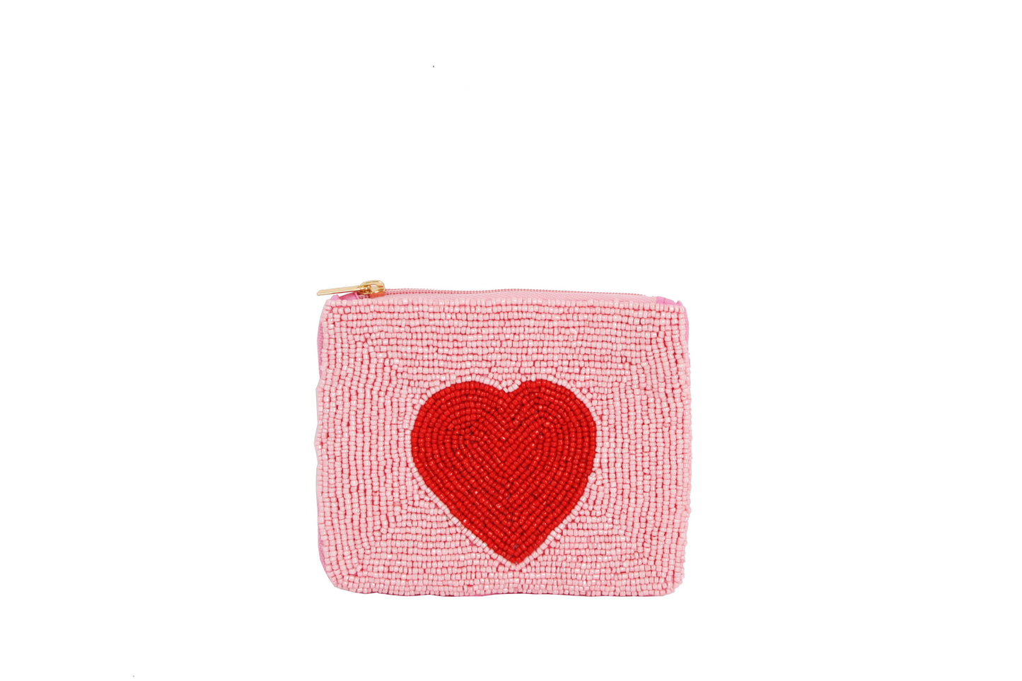 Nima Accessories Inc - Ladies Fully Beaded Pink Heart Theme Coin Purse