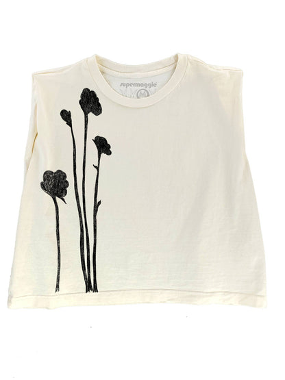 Supermaggie @ Faire - Shadow Flowers Maisie Heavyweight Muscle Tee: Off White / Md