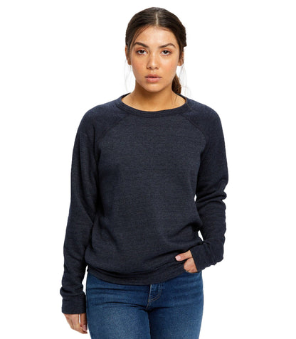 US Blanks - Women's Raglan Pullover Long Sleeve Crew Neck: Tri-navy / S