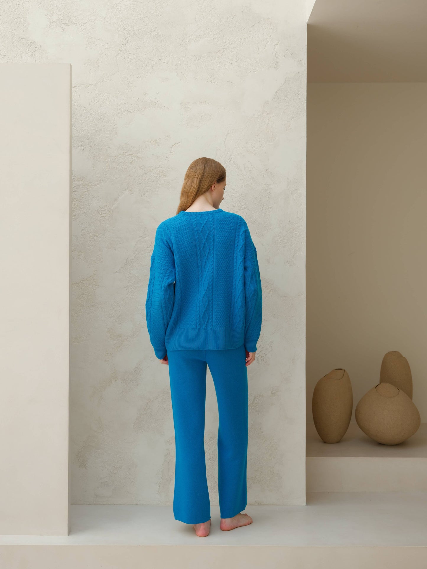 Lèmme - Cashmere blend wide-leg pants: Ceruleo / M