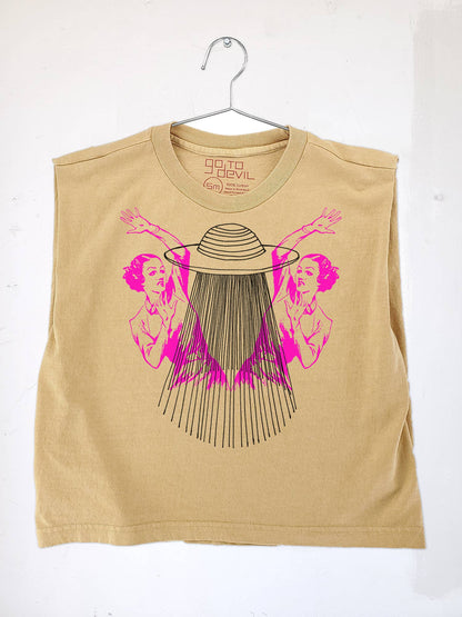 Go To Devil - UFO Ladies Joan Heavyweight Muscle Tee: Pink Lavender / Md