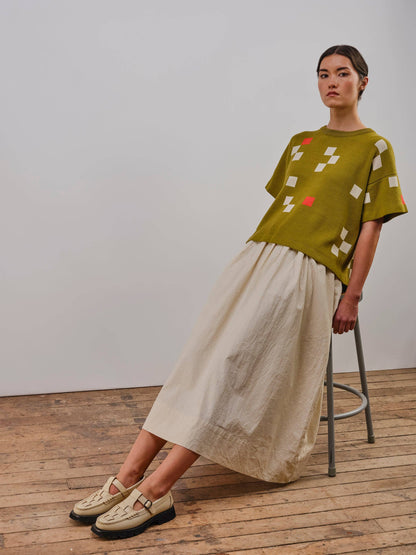 The Endery - Albers Short Sleeve Sweater Tee - Avocado: M/L