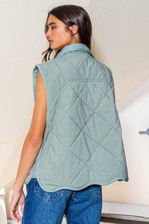 BUCKETLIST - IT2068 Quilted Vest With a down-filled: SAGE / S-M-L (2-2-2)