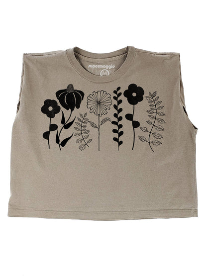 Supermaggie @ Faire - Spring Flowers Maisie Heavyweight Muscle Tee: Pink Lavender / Lg