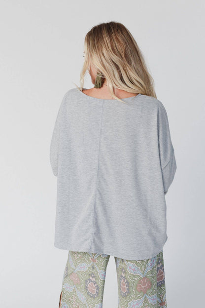 Three Bird Nest - Cozy Cool Oversized Tee - Heather Gray: L