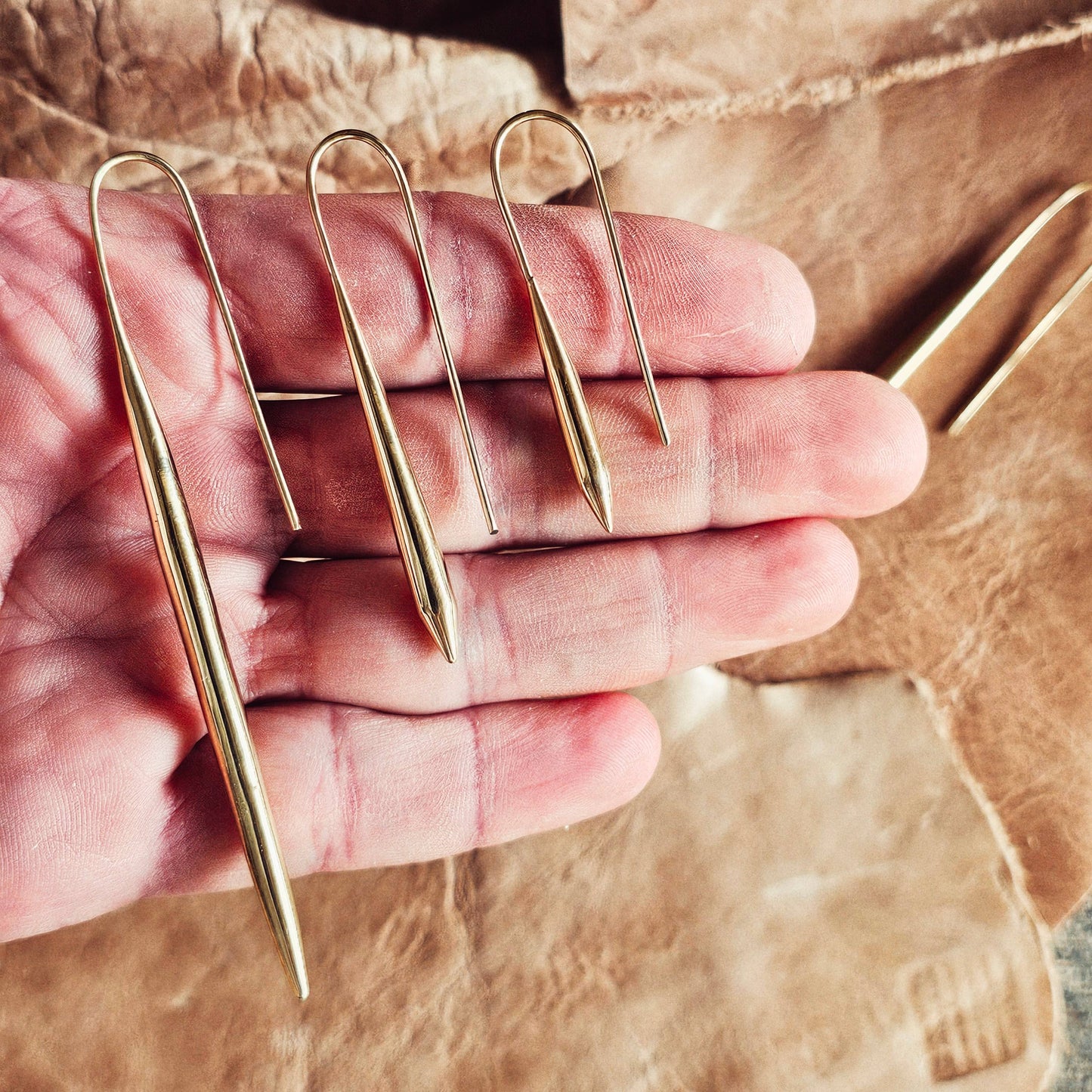 Bisjoux - Brass drop needle spear spike earrings high quality medium