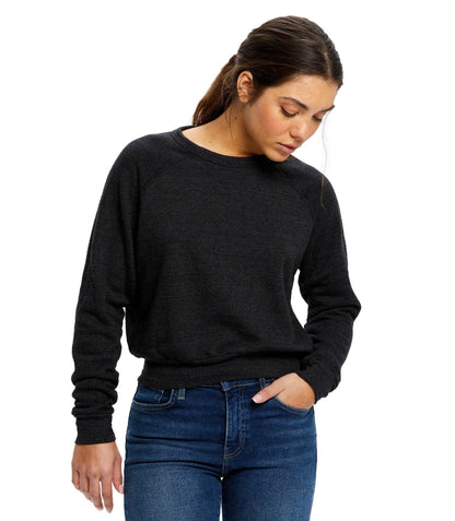 US Blanks - Women's Sponge Fleece Cropped Crew Neck Fleece: Tri-navy / XL