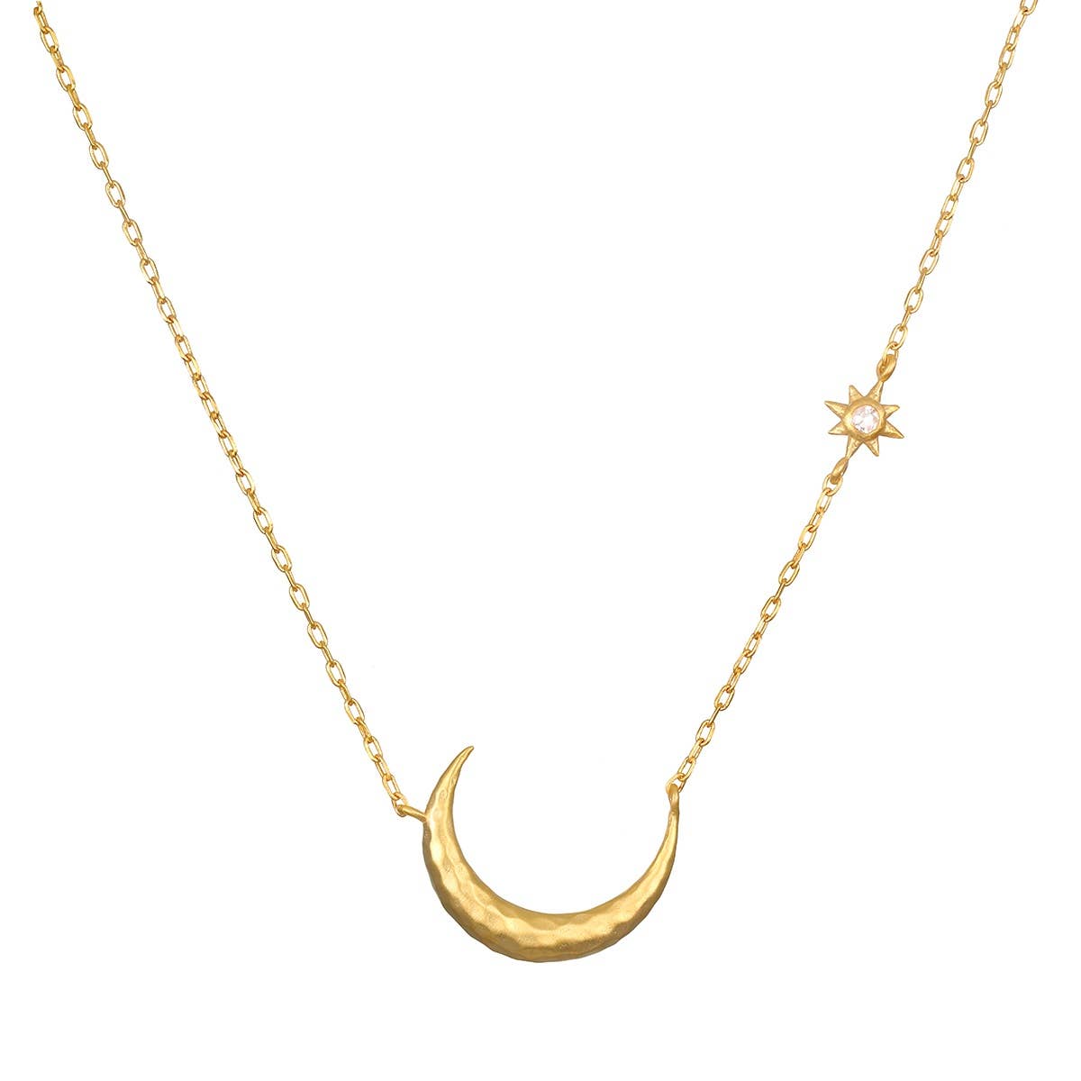 Satya Jewelry - Ethereal Guide Moonstone Moon and Star Necklace 16"