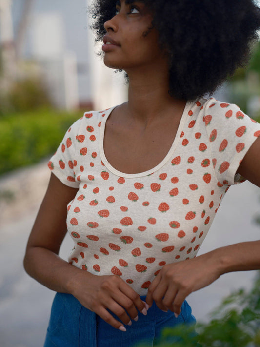 Mollusk - Scoop Ribsy Tee: Strawberry / S