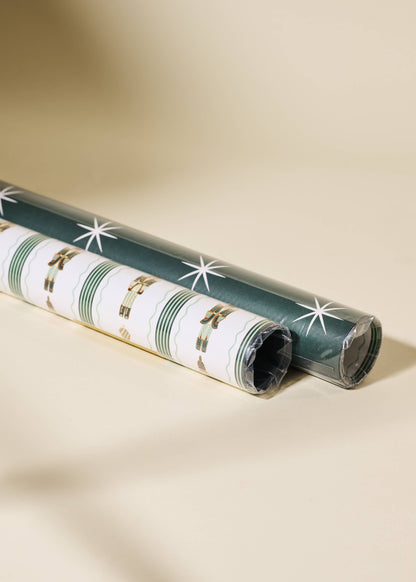 One & Only Paper - Nutcracker Stripe Stars Double Sided Gift Wrap | 3 Sheets