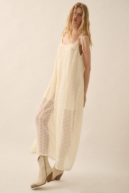 Promesa USA - Floral Lace Paneled Maxi Dress: CREAM / S