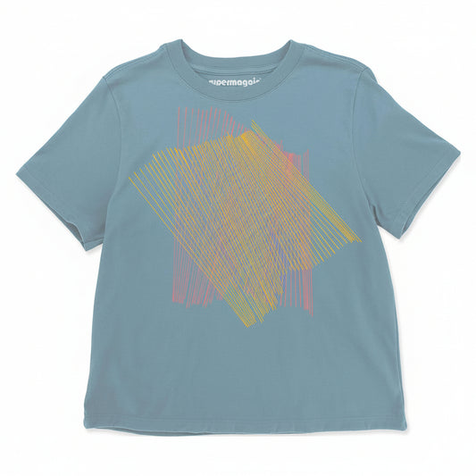 Supermaggie @ Faire - Crossed Lines Gwenn Heavyweight Tee: Denim / Xs