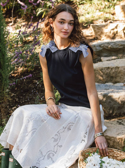 Current Air - Bow Shoulder Sleeveless Top: Heather Grey / S