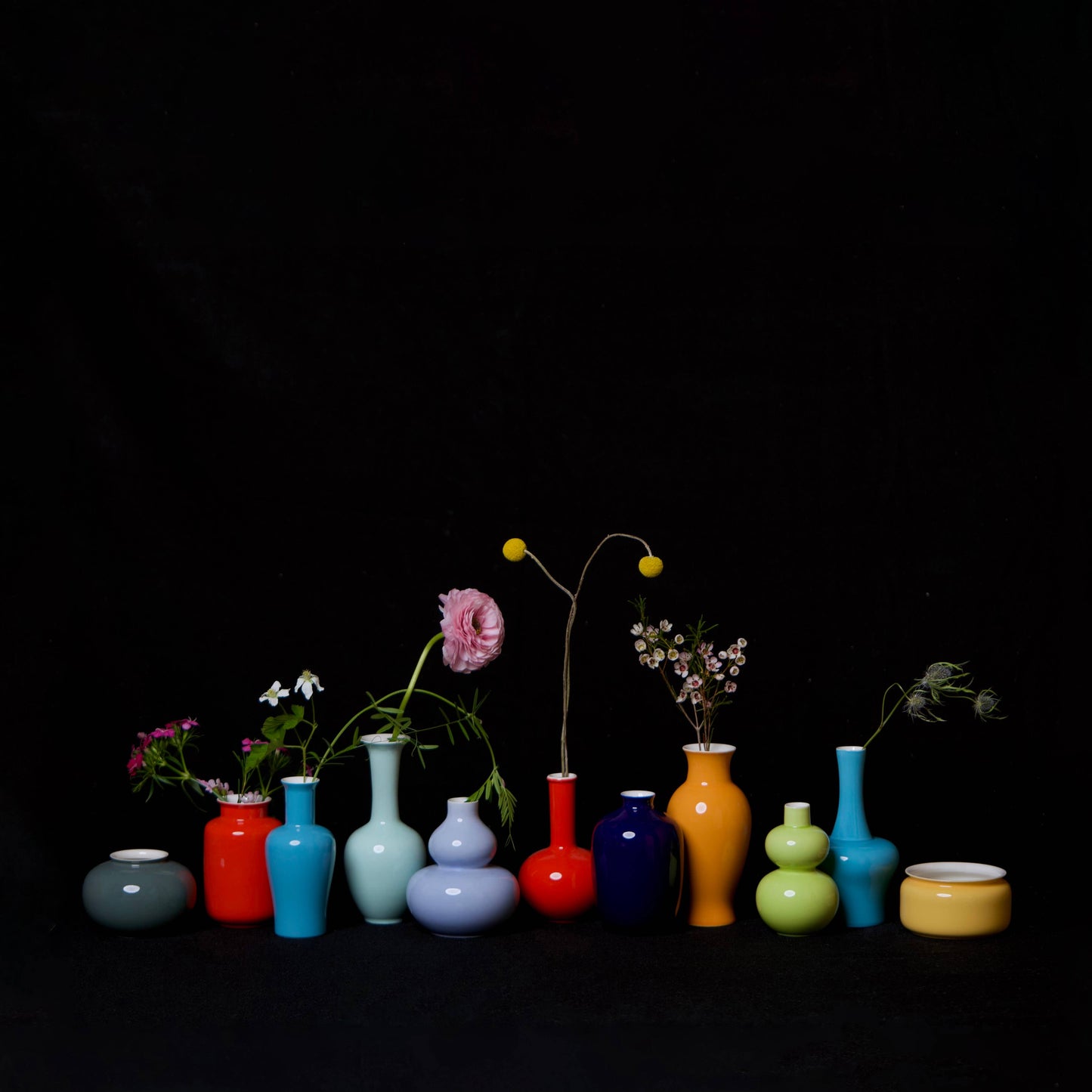Middle Kingdom - Glossy Porcelain Mini Double Lobed Vase: Indigo