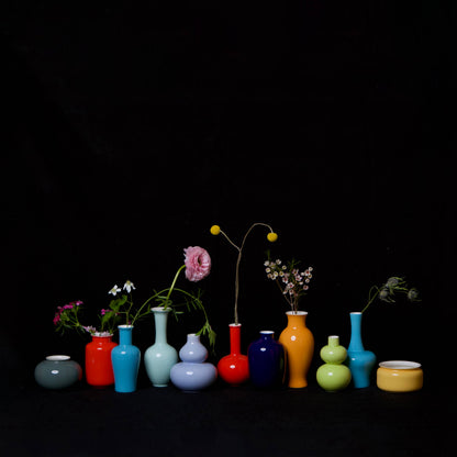 Middle Kingdom - Glossy Porcelain Mini Double Lobed Vase: Indigo