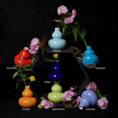 Middle Kingdom - Glossy Porcelain Mini Gourd Vase: Indigo