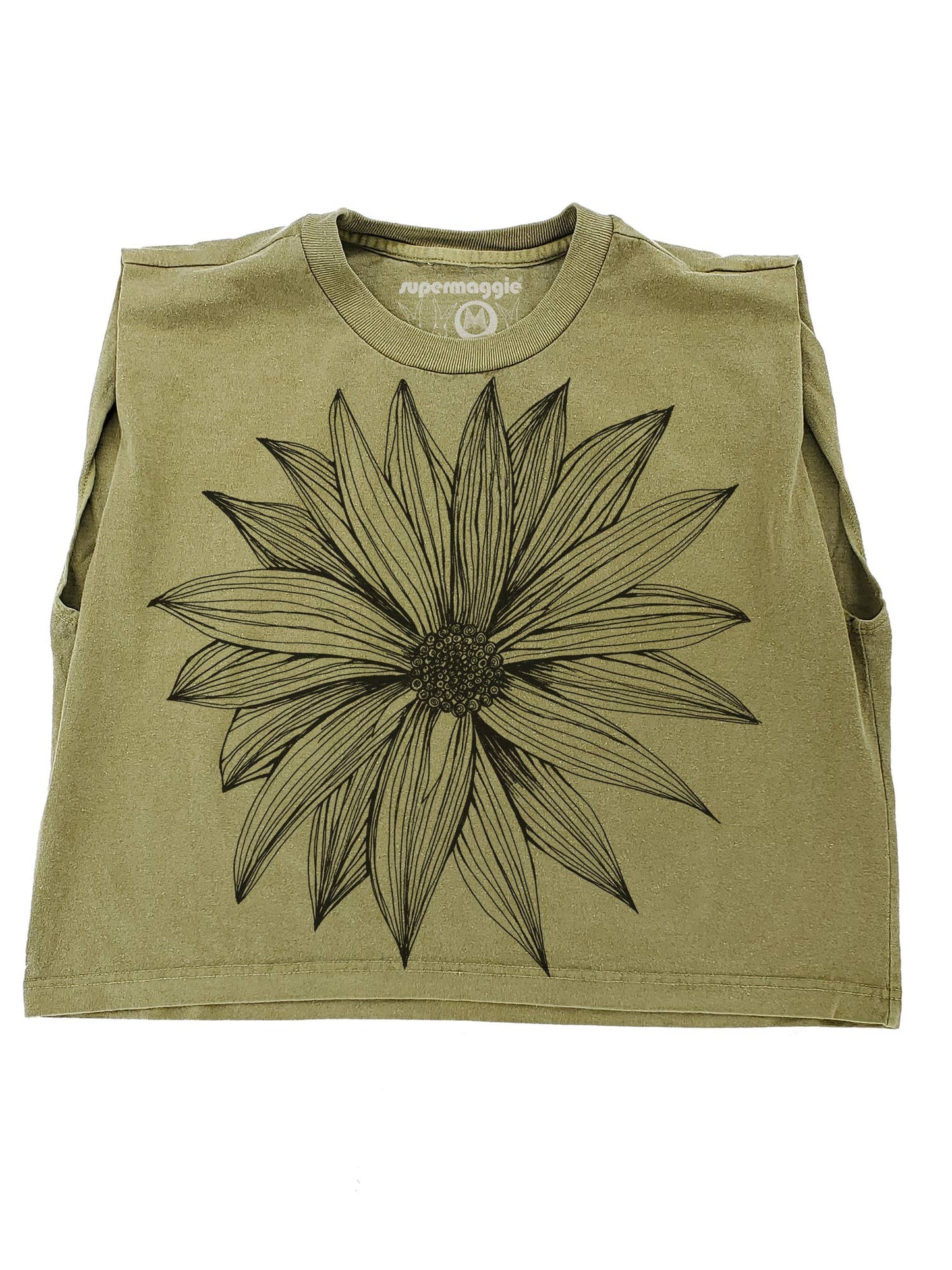 Supermaggie @ Faire - Big Flower Maisie Heavyweight Muscle Tee: Off Black / Md