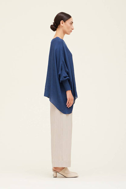 Grade & Gather - 40250PP - SMOCKED SLEEVE BLOUSE: CHARTREUSE / SMALL/MEDIUM