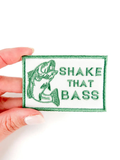 Field Trip Threads - Shake That Bass Embroidered Iron-On Patch River Fishing