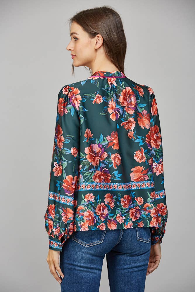 FATE - FRONT BUTTON CLOSURE LONG SLEEVE PRINT BLOUSE FT22255

: DEEP GREEN MULTI / M