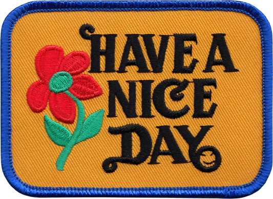 Square Deal Recordings & Supplies - Patch - Have a Nice Day & Flower - Retro Vintage 1970s Vibes