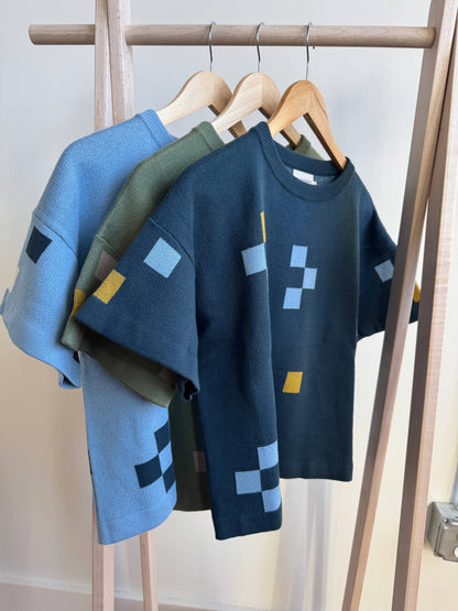 The Endery - Albers Short Sleeve Sweater Tee - Larimar: XS/S
