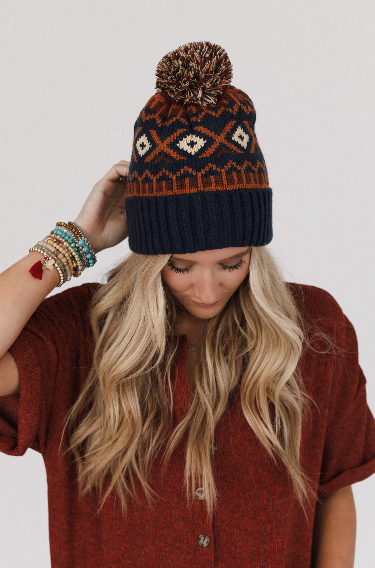 Three Bird Nest - Nili Pom Beanie - Camel Multi: OS