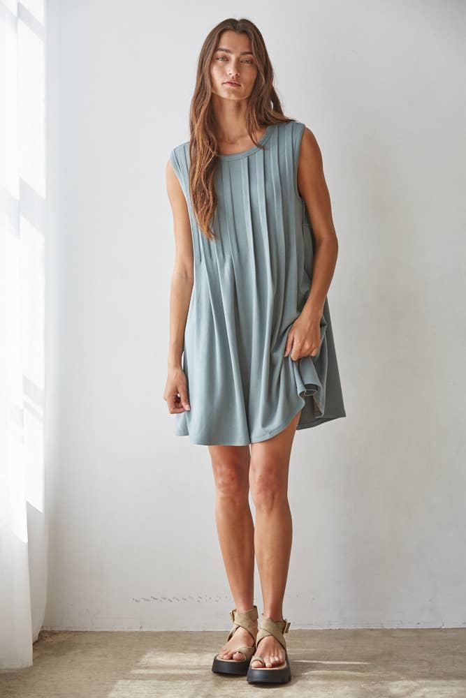 By Together - L10295 | Knit Rayon Spandex Jersey Sleeveless Mini: Sage / S