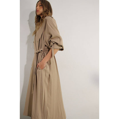 Mulla - BACK PLEATED TRENCH COAT: ASH TAUPE / M
