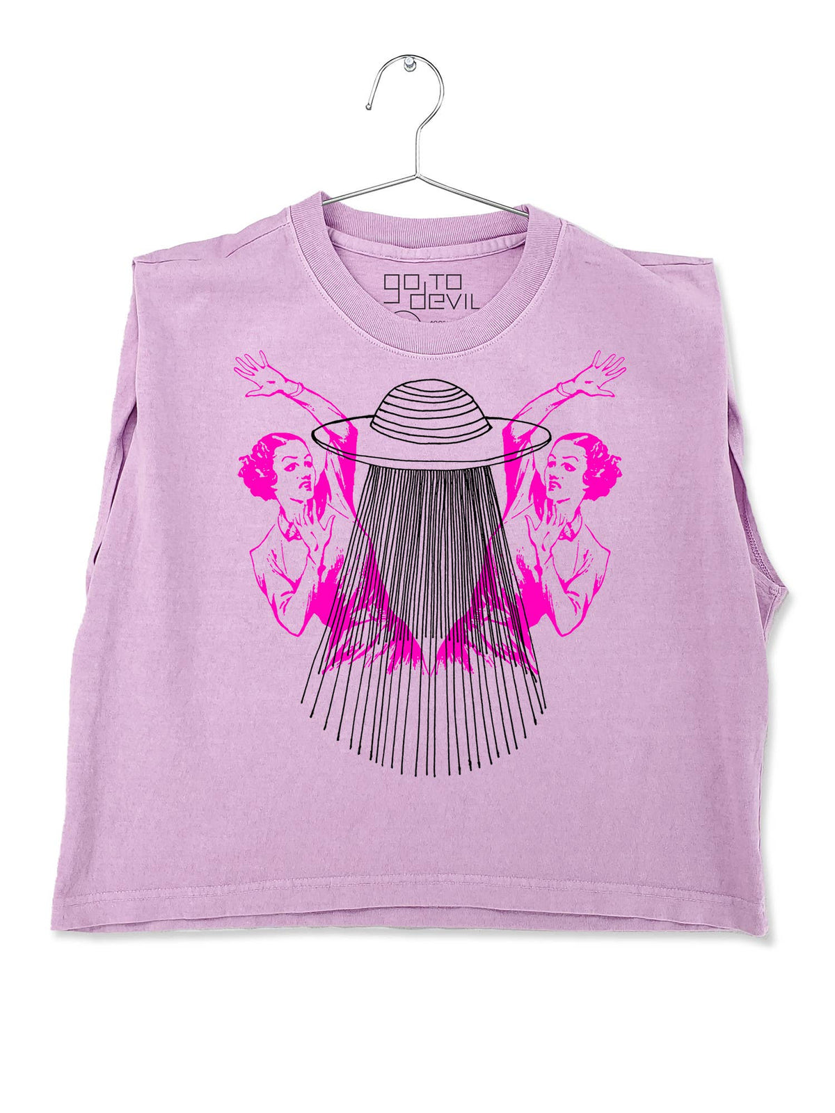 Go To Devil - UFO Ladies Joan Heavyweight Muscle Tee: Pink Lavender / Lg