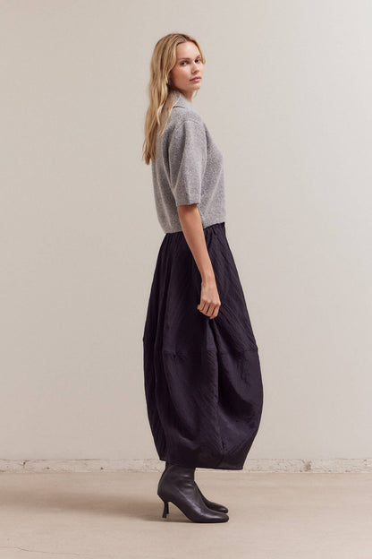 Grade & Gather - 42034 - 3/4 SHORT SLEEVE COLLAR NECK KNIT TOP: IRISH CREAM / Contemporary / MEDIUM