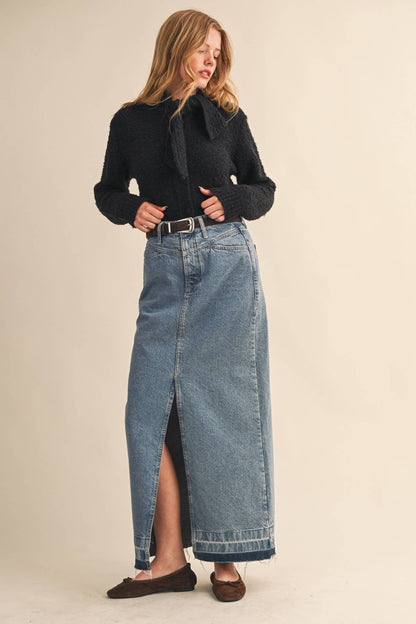 &MERCI - TYING NECK SWEATER CARDIGAN MSW11027: Black / M