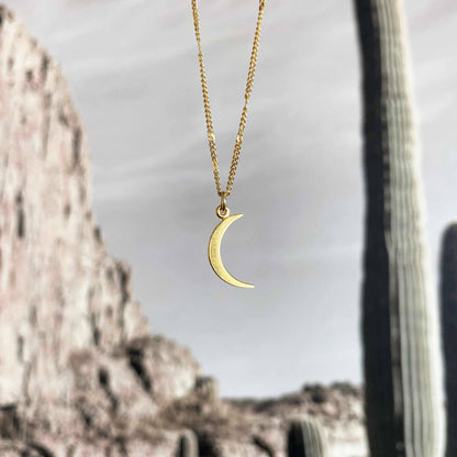 Glamrocks Jewelry - Crescent Moon Necklace: Gold / 16"