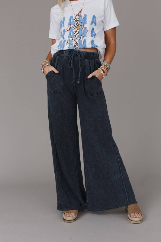 Three Bird Nest - Fall Favorite: Relaxing Robin Wide Leg Pant - New Navy: L