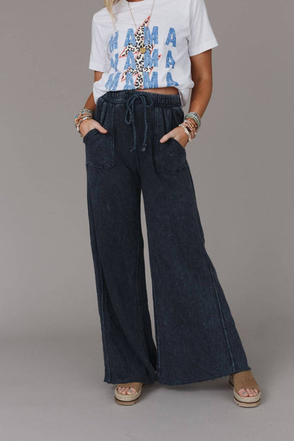 Three Bird Nest - Fall Favorite: Relaxing Robin Wide Leg Pant - New Navy: S