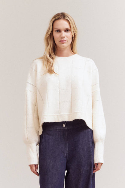 Grade & Gather - 41984 - TEXTURE GRID KNIT: MIDNIGHT / Contemporary / LARGE