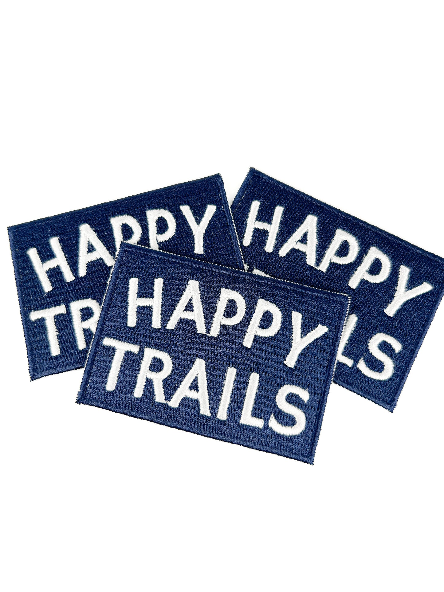 Field Trip Threads - Happy Trails Embroidered Iron-On Patch in Navy & White