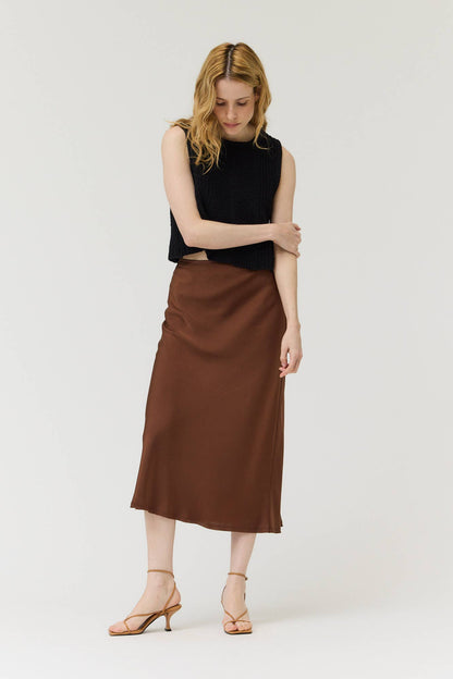 Grade & Gather - 50685 - SATIN MERMAID FIT SKIRT: BLUE DUSK / Contemporary / MEDIUM