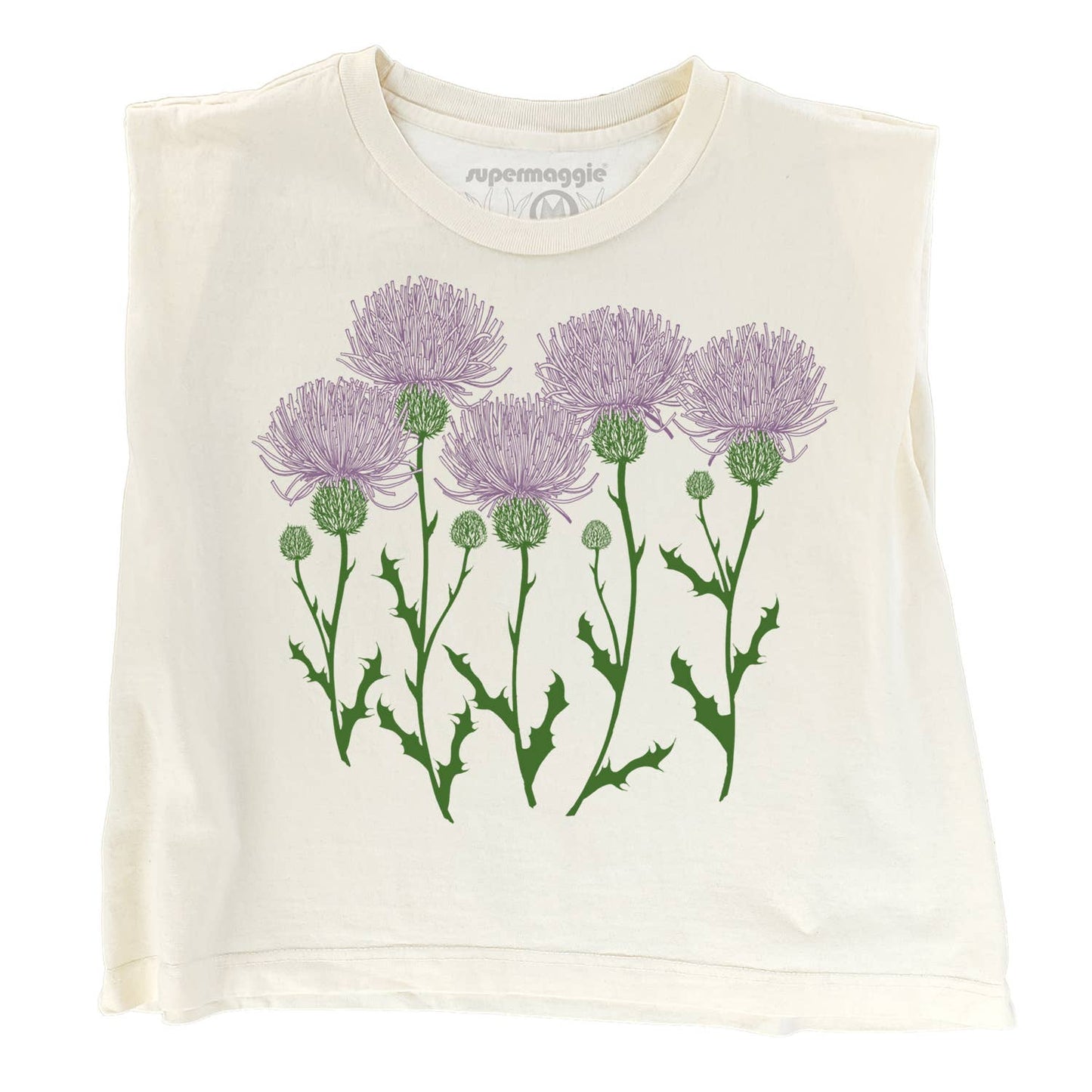 Supermaggie @ Faire - Thistles Maisie Heavyweight Muscle Tee: Off Black / Md