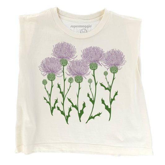 Supermaggie @ Faire - Thistles Maisie Heavyweight Muscle Tee: Off Black / Md