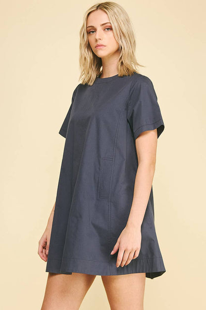 PINCH - TUNIC MINI DRESS WITH TUCKED DETAIL AT BACK - 6756D: DEEP NAVY / L