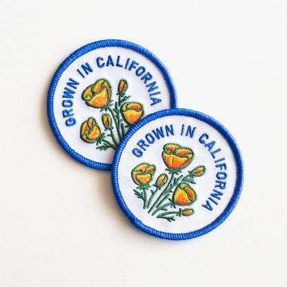 Union Made - Grown In California Embroidered Iron on Patch - Golden Poppy: Yes