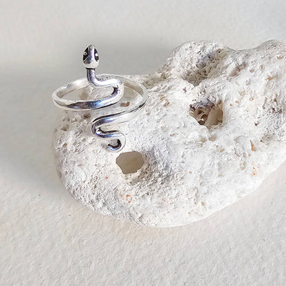 Bisjoux - Brass snake serpent cobra ring adjustable handmade: Brass