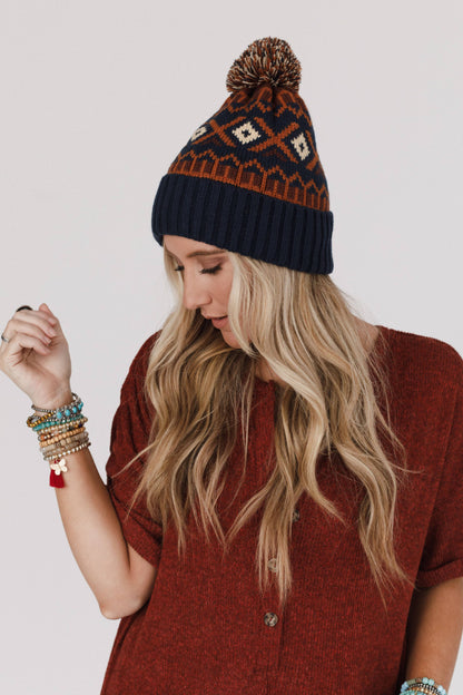 Three Bird Nest - Nili Pom Beanie - Camel Multi: OS