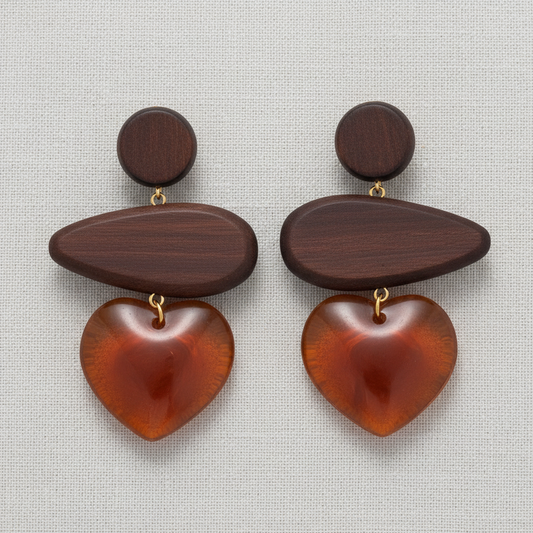 paperln - Resin Heart and Circle Drop Earrings