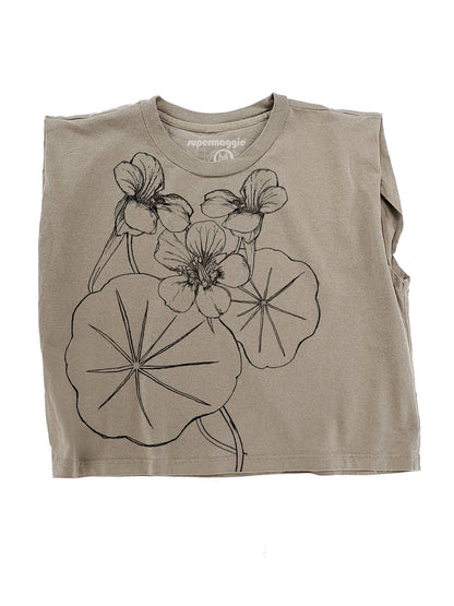 Supermaggie @ Faire - Nasturtiums Maisie Heavyweight Muscle Tee: Off White / Sm