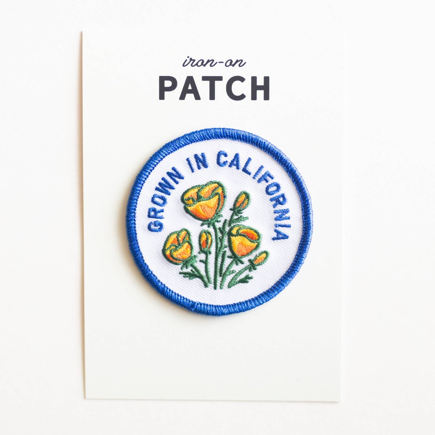 Union Made - Grown In California Embroidered Iron on Patch - Golden Poppy: Yes