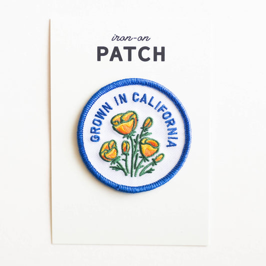 Union Made - Grown In California Embroidered Iron on Patch - Golden Poppy: Yes