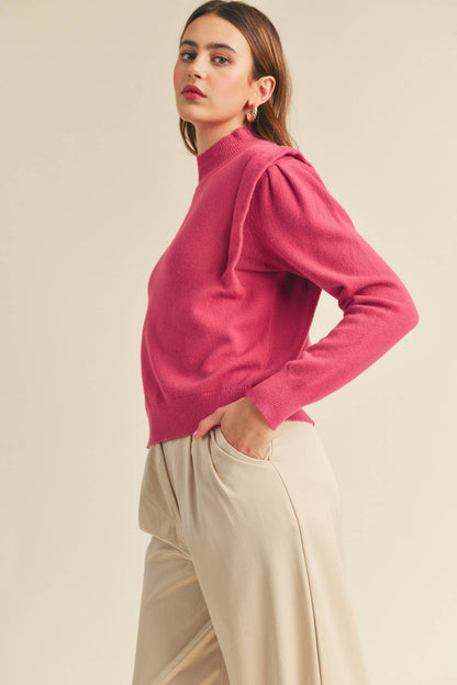 &MERCI - MOCK NECK SHOULDER DETAIL SWEATER MSW10296: IVORY / L